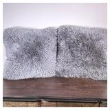 (2pc) PAIR UGG HOME PILLOWS | Pair of faux fur throw pillows from UGG Home - w. 18 x l. 18 in
