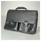Serapian Black Leather Double Briefcase | Black leather double briefcase from Serapian Milano with o