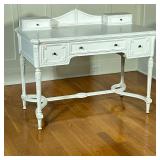 Lady’s Writing Desk | White painted writing desk with three frieze drawers over carved legs and a sh