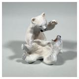 ROYAL COPENHAGEN WRESTLING POLAR BEARS | Royal Copenhagen porcelain figurine of 2 polar bear cubs pl