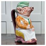 Portugal Ceramic Pig Pitcher | Signed on the bottom - h. 9.5 x w. 7 in