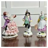 (3pc) DRESDEN & OTHER PORCELAIN FIGURINES | Including: Dresden Porcelain lace figurine of couple dan