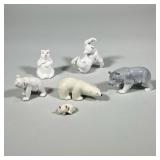 (6pc) MIXED POLAR BEAR FIGURINES | Mixed ceramic polar bear figurines including; Coalport, Arabia Fi