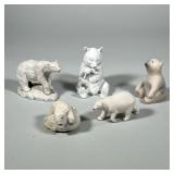 (3pc) BISQUE POTTERY & OTHER POLAR BEARS | Including: Boehm cuddling bears, Kaiser bisque bear eatin