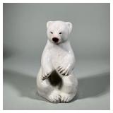 GLAZED CERAMIC POLAR BEAR | Large glazed ceramic polar bear figurine - h. 12.5 x w. 7 x l. 8 in