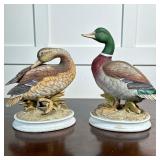 (2pc) PAIR SADEK PORCELAIN DUCKS BY ANDREA | Pair of male & female Porcelain hand painted mallard du