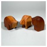 (3pc) CARVED ABSTRACT BEARS | Including: 2 piece carved bear with felt lined pocket, carved bear wit