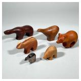 CARVED WOOD BEARS & OTHER | Including: Artist signed carved wood bears, silver-plate Dansk bear, and
