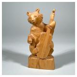 RUSSIAN CARVED MUSICAL BEAR | Carved wood bear with cello, marked on bottom “Made in USSR” - h. 10.5