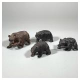 (4pc) CARVED BEAR FIGURINES | Including: brown bear with fish, black bear with fish, and 2 other car
