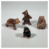 (4pc) MISC CERAMIC BEAR FIGURINES | Including: Japanese Salt & Pepper shakers, Mom & cub figurine, a