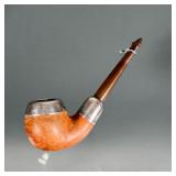 FD STERLING MOUNTED PIPE | A Fire Department commemorative tobacco pipe with a sterling silver mount