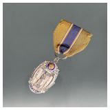STERLING AMERICAN LEGION BADGE | Sterling silver American Legion Oratory medal with blue enamel, on 