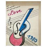 YVES SAINT LAURENT POSTER | "Love" 1980 Yves Saint Laurent poster, in an acrylic frame. - w. 18.25 x