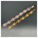 (2pc) SILVER BRACELETS | Including a sterling silver vermeil with rose-form plaques, with "STERLING"