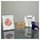 (4pc) LIMOGES & OTHER PORCELAIN | Including a Limoges France transferware porcelain frame with court