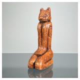 CALUSA CAT FIGURE | Sculpted ceramic seated cat figure after the carved wood Key Marco Cat by the Ca