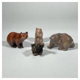 (4pc) ROYAL COPENHAGEN & OTHER BEAR FIGURINES | Including: 3 glazed ceramic Royal Copenhagen bear fi