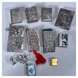 (11pc) GOLD & STERLING SNUFF BOXES & NEEDLEBOOKS | Including: 9K gold book with Star of David and mi