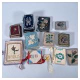 (11pc) ANTIQUE BEADWORK & OTHER PIN CUSHIONS & MORE | Bead decorated and needlework decorated needle