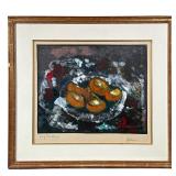 SIGNED STILL LIFE | “Love of Hue(?) Oranges” Paint on paper 14 x 16 in. Sight. Signed lower right, t
