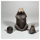 (3pc) CERAMIC SWEDISH BEAR FIGURINES | Including: 2 small glazed ceramic bear figurines and large se