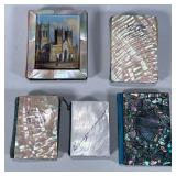 (5pc) MOTHER OF PEARL NEEDLE CASES | Lot of mother of pearl & abalone needle cases/needle books. - w