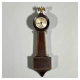 MINIATURE NEW HAVEN BANJO | Miniature banjo clock by the New Haven Cock Company, 12 day, the silvere