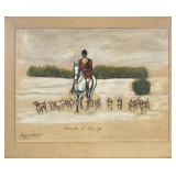 JOSEPH MAYORD (20TH Century) PASTEL PAINTING | Hounds at Dunly . Pastel on Paper. 12.5 x 17 in. sigh