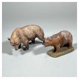 (2pc) CERAMIC BEAR FIGURINES | Including: artist signed glazed ceramic brown bear figurine and Paras