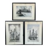 (3pc) CARL ABEL LITHOGRAPHS | Each signed and dated in the plate, uniformly framed, including Brookl