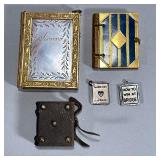 (5pc) MINIATURE NOTEBOOKS | Miniature notebooks including: Gilt & mother of pearl notebook, leather 