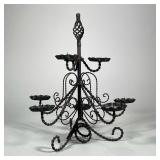 WROUGHT IRON CANDELABRA | Scrolled and twisted metalwork votive candle holder. - h. 13.5 x dia. 12 i