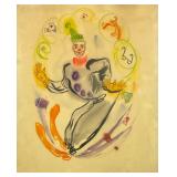 SPORTWHIRL CLOWN WATERCOLOR | Juggling clown. Watercolor on Paper. Inscribed "Sportwhirl" on bottom.