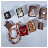 (8pc) MINIATURE WOOD-CARVED BOOKS | Mixed lot of carved wood miniature books including some with inl