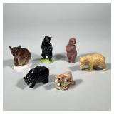 (6pc) MIXED CERAMIC BEAR FIGURINES | Including: 2 Beswick England black bear figurines, Russian bear