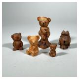 (5pc) KADIAN CRAFTS & OTHER CARVED BEARS | Including: 3 hand carved wood bear figurines by Kadian Cr