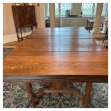 Frederick Style East Lake Dining Table | Large oak dining table with center removable leaf and expan