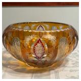 Yellow Lead Crystal Bowl | Vintage yellow lead crystal bowl. - h. 5.75 x dia. 9 in (opening diameter