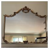 Carved Giltwood Wall Mirror | Large ornate giltwood wall mirror. - h. 45 x w. 53 x d. 2 in
