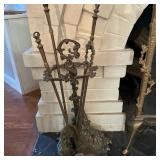 Antique Bronze Fireplace Tools | Antique bronze fireplace tools with ornate details. - h. 27 x w. 11