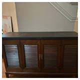 Mid-Century Slate Top Cabinet | Mid-century modern slate top cabinet with four cabinet doors - h. 26