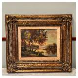Painting - Landscape "Japanese Garden" | Framed painting of a landscape featuring striking oil paint
