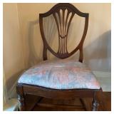 Shield-Back Dining Chair | Shield design backrest dining chair with floral upholstered seat. - h. 37