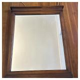 Mid-Century Framed Wall Mirror | Rectangular wood framed wall mirror with rope fastened to back for 