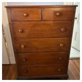 Tall Dresser with Six Drawers | Vintage tall wooden dresser with six drawers, four large and two sma