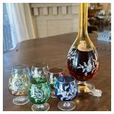 (7pc) Bischoff 18K Gold Glassware | Vintage Venetian ("Made in Italy") Bischoff hand-painted 18K gol