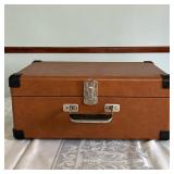 Crosley Record Player | Crosley model CR-49 portable vinyl record player in a brown leather carrying