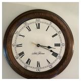 Seth Thomas Wall Clock | Vintage Seth Thomas round wall clock with wood grain frame and roman numera