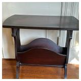 End Table/Magazine Rack | Vintage English Regency style end/side table with lyre harp details. - h. 